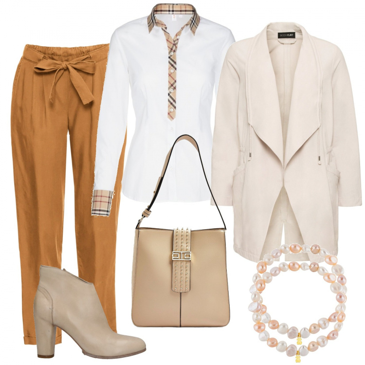 Outfit donna - Oltre taglia 50 - Curvy alla moda!. Stile Trendy per Tutti i giorni. Abbinamento con stivaletti, braccialetti, borse a spalla, shopping bag, blazer, camicie.
