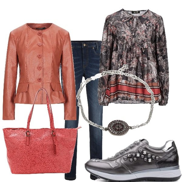 Outfit donna - Basic #35313. Stile Basic per Tutti i giorni. Abbinamento con jeans skinny, bluse, blazer, braccialetti, borse a mano, sneakers.