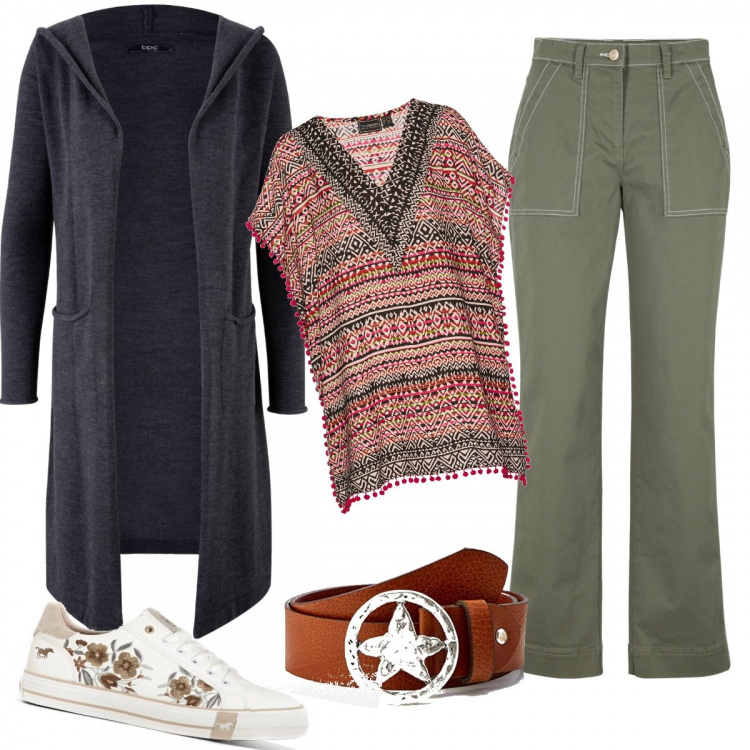 Outfit donna - Completezza. Stile Basic per Tutti i giorni. Abbinamento con cardigans, sneakers, pantaloni, tuniche, cinture.