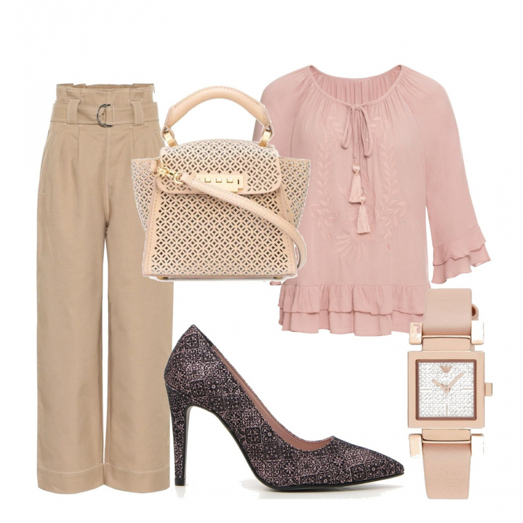 Outfit donna - Riunione al lunedi. Stile Bon Ton per Ufficio. Abbinamento con tuniche, borse a spalla, jeans, pantaloni, orologi.