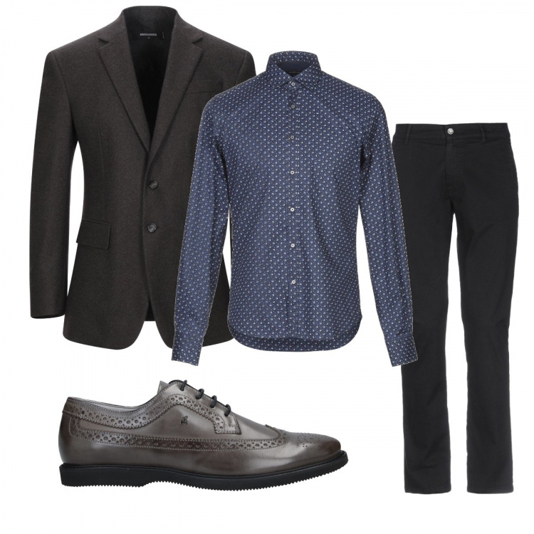 Outfit hombre - Business/Elegante #3001. Estilo Business/Elegante para Oficina. Combinación con camisas, chaquetas, zapatos con cordones, pantalones.