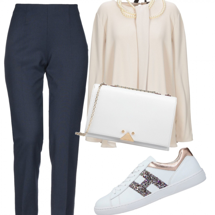 Outfit donna - Basic #35713. Stile Basic per Tutti i giorni. Abbinamento con pantaloni capri, sneakers, bluse, borse a tracolla.