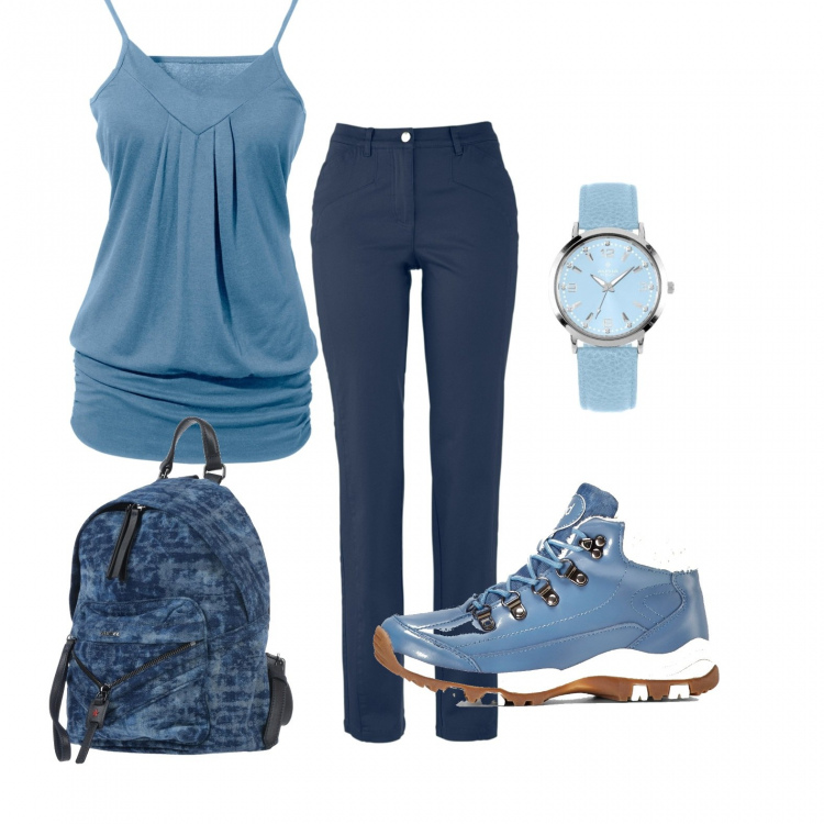 Outfit donna - Basic #35764. Stile Basic per Tutti i giorni. Abbinamento con top, stivaletti, pantaloni, zaini, orologi.