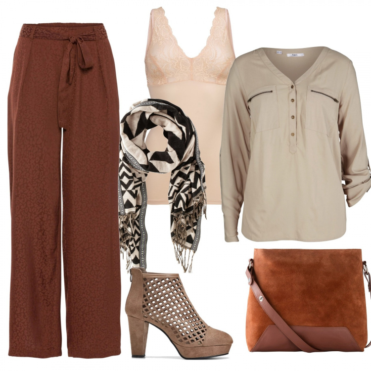 Outfit donna - Basic #35775. Stile Basic per Tutti i giorni. Abbinamento con top, pantaloni, bluse, stivaletti, scialli, giacche.