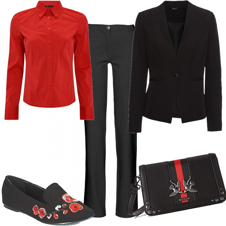 Outfit donna - La camicia. Stile Urban per Tutti i giorni. look ideale per Tall. Abbinamento con blazer, pantaloni, mocassini, borse a mano, camicie.