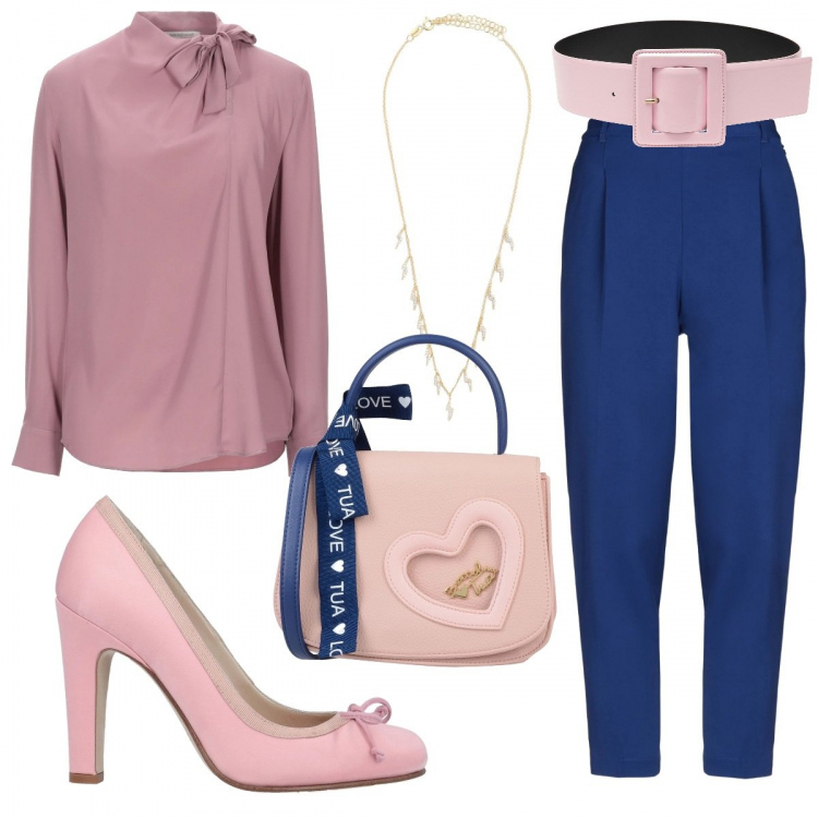 Outfit donna - Tacchi in ufficio. Stile Trendy per Ufficio. Abbinamento con bluse, décolleté, pantaloni capri, borse a cartella, cinture, collane.