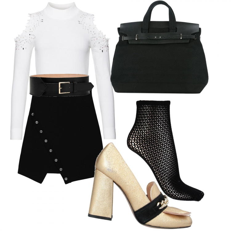 Outfit donna - Collegial. Stile Bon Ton per Ufficio. Abbinamento con maglioni, mocassini, gonne longuette, calzini, cinture, borse tote.