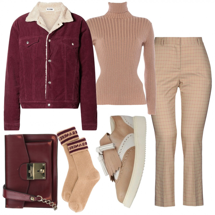 Outfit mujer - Trendy #62558. Estilo Trendy para Todos los días. Combinación con mocasines, jerséis, calcetines, chaquetas, pantalones, bolsos de mano.