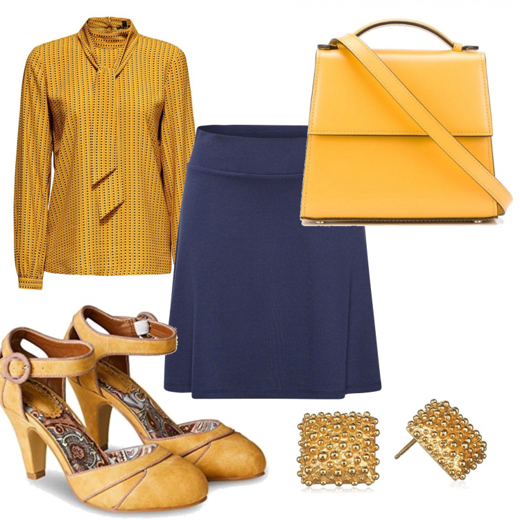 Outfit donna - Bon ton vintage. Stile Bon Ton per Ufficio. Abbinamento con borse tote, gonne lunghe, ballerine, camicie, orecchini.
