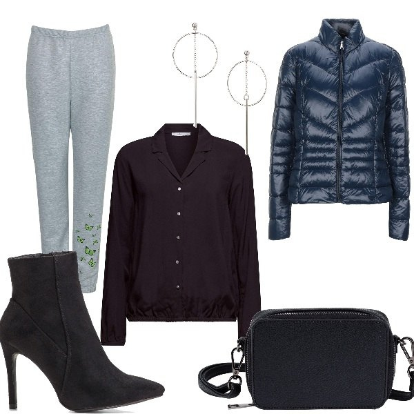 Outfit donna - Esame di diritto. Stile Urban per Scuola/Università. Abbinamento con borse a tracolla, gonne longuette, orecchini, piumini, pantaloni, camicie.