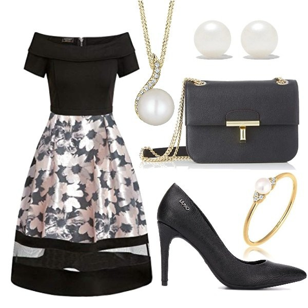 Outfit mujer - Princesa por un día. Estilo Chic para Ceremonia. Combinación con vestidos, anillos, colgantes, bandoleras, salones, pendientes.