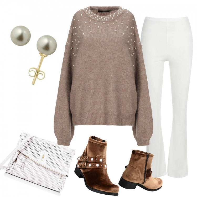 Outfit mujer - Perlas y cuentas!!. Estilo Urban para Todos los días. Combinación con bandoleras, pendientes, botines, jerséis, pantalones.