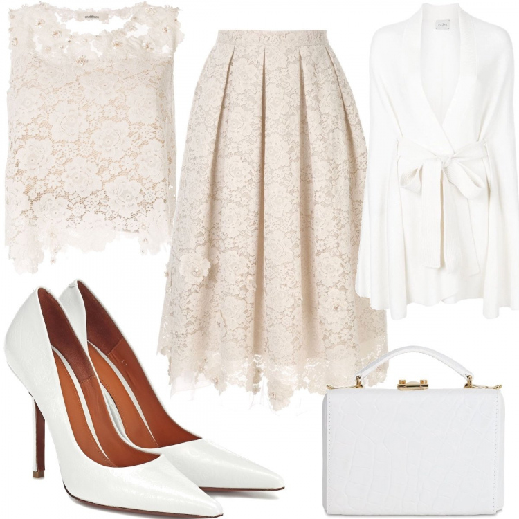 Outfit donna - Bon Ton #26714. Stile Bon Ton per Serata fuori. Abbinamento con gonne, top, cappe, borse a mano, décolleté.