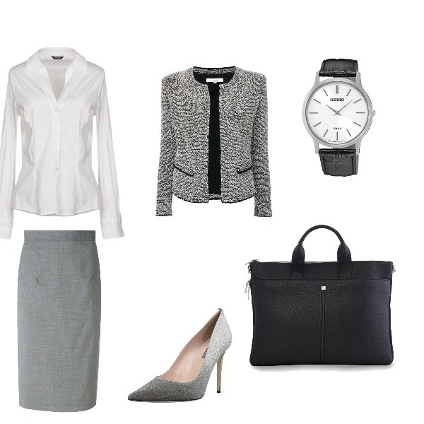 Outfit donna - Bon Ton #2257. Stile Bon Ton per Ufficio. Abbinamento con borsa.