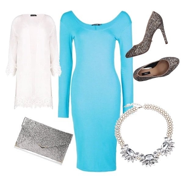 Outfit donna - A teatro. Stile Chic per Serata fuori. Abbinamento con stiletti multicolore.