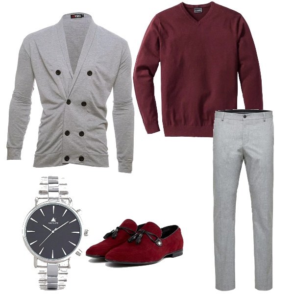 Outfit uomo - Business/Elegante #343. Stile Business/Elegante per Ufficio. Abbinamento con maglieria.