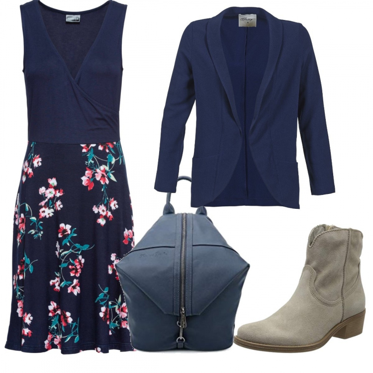 Outfit donna - È arrivato L autunno. Stile Basic per Tutti i giorni. Abbinamento con giacche, vestiti senza maniche, zaini, stivaletti texani.