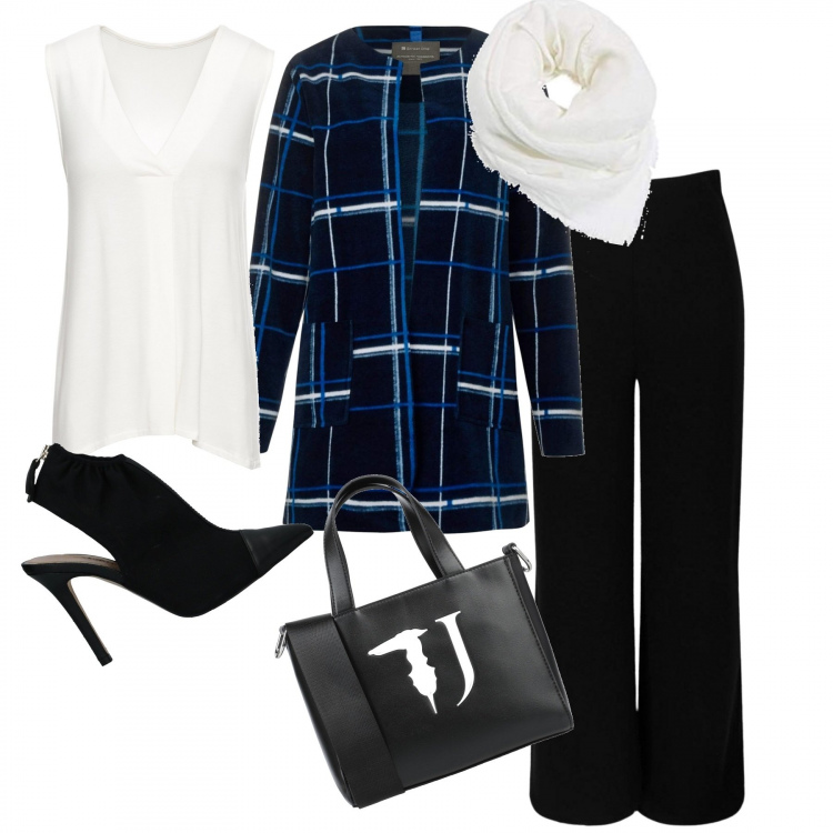Outfit donna - In ufficio così- #oversize. Stile Bon Ton per Ufficio. Abbinamento con top, décolleté, borse a spalla, pantaloni, blazer, sciarpe.