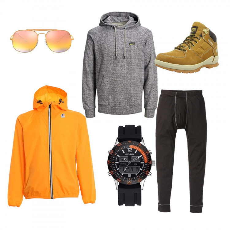 Outfit uomo - Sportivo per una corsetta. Stile Trendy per Sport. Abbinamento con pantaloni, giacche, felpe con cappuccio, orologi, sneakers, occhiali da sole.