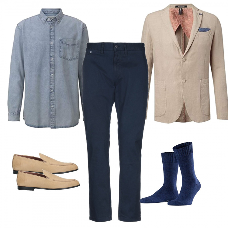 Outfit uomo - Fashion week. Stile Trendy per Tutti i giorni. Abbinamento con pantaloni, scarpe stringate, giacche, camicie, calzini.