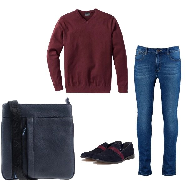 Outfit uomo - Casual #1302. Stile Casual per Tutti i giorni. Abbinamento con maglieria.