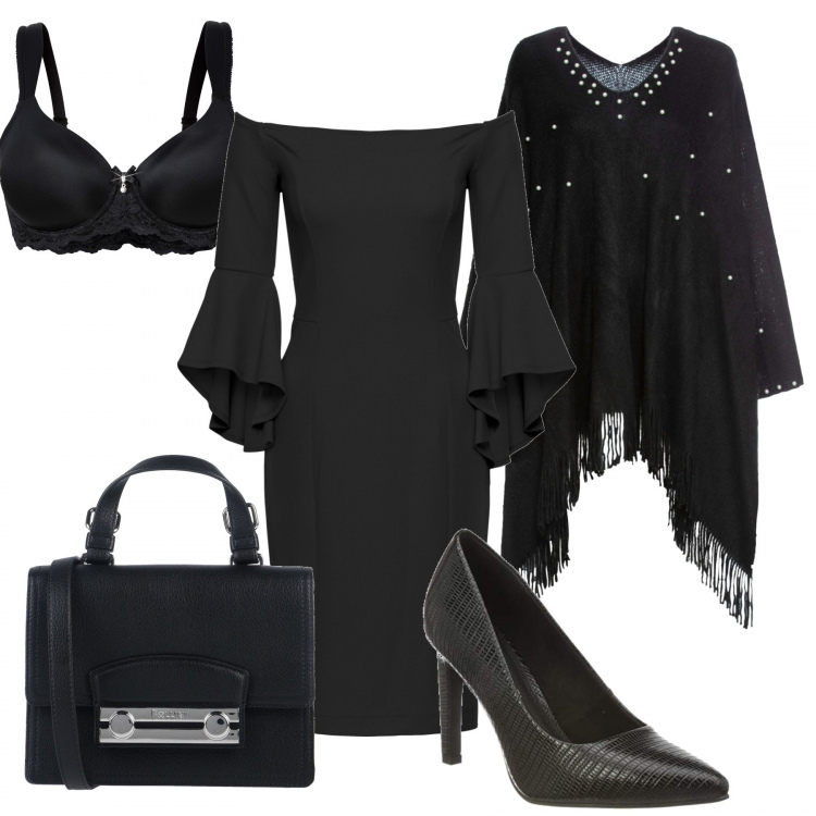 Outfit donna - Una serata fantastica.. Stile Chic per Serata fuori. Abbinamento con vestiti midi/longuette, cappotti, reggiseni, borse a tracolla, scarpe col tacco.