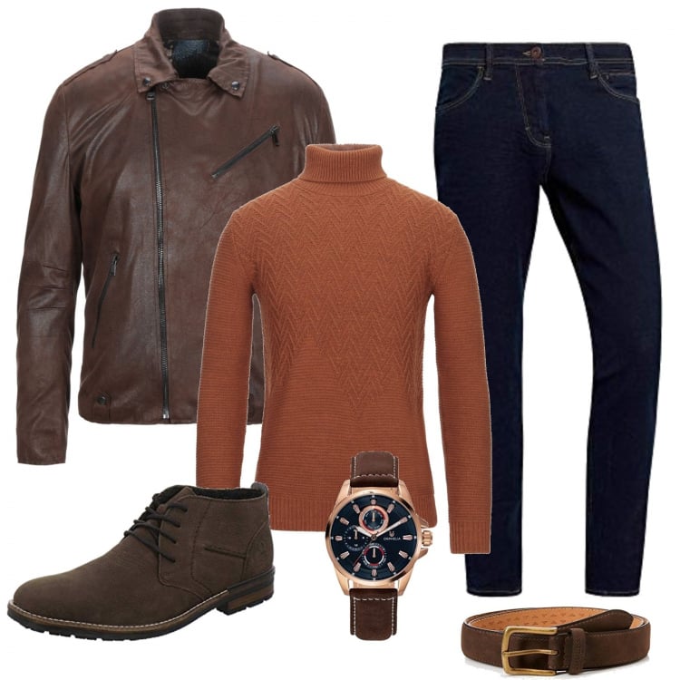 Outfit uomo - Il polacchino per l\'autunno. Stile Casual per Tutti i giorni. Abbinamento con pullovers, cappotti, stivali, jeans, cinture, orologi.