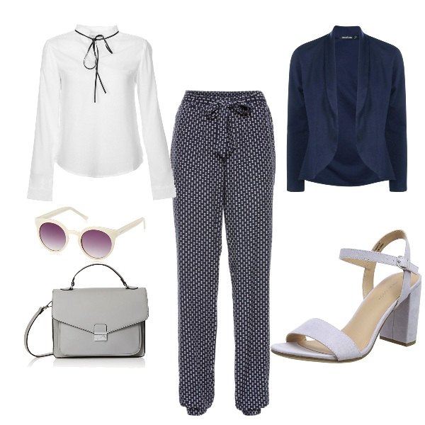 Outfit donna - Lilium. Stile Trendy per Ufficio. Abbinamento con vestiti da spiaggia, blusa in pelle sintetica.