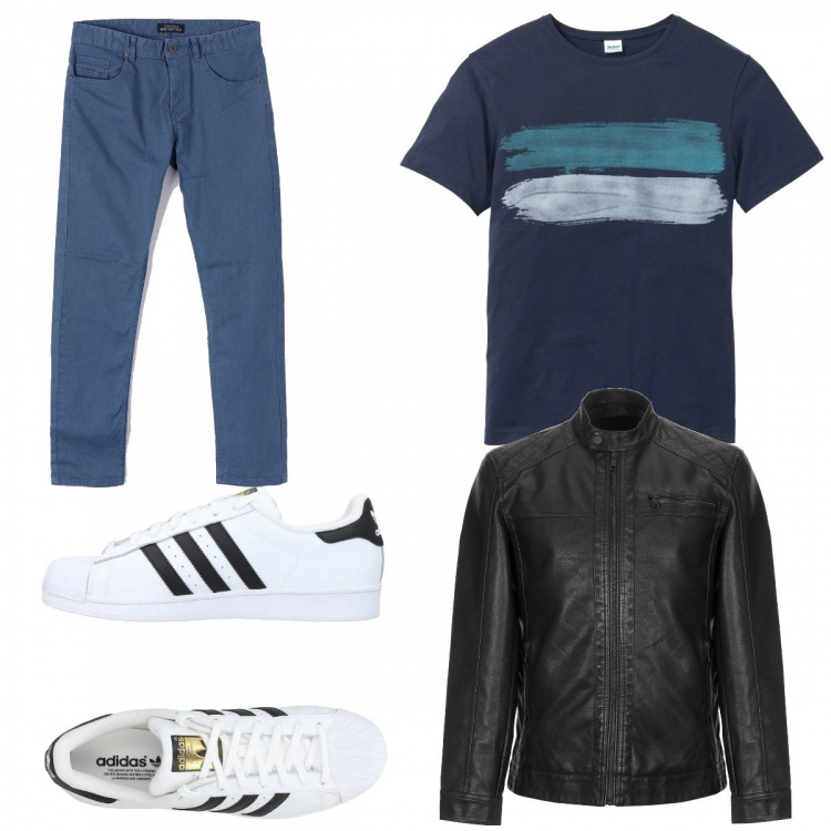 Outfit uomo - Casual #20118. Stile Casual per Tutti i giorni. Abbinamento con t-shirt, cappotti, sneakers, pantaloni.