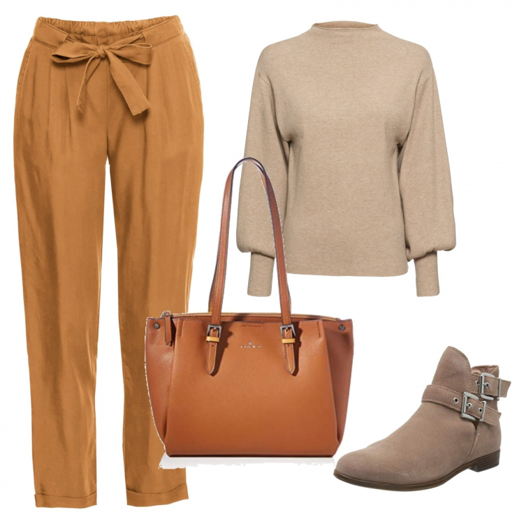 Outfit donna - Trendy #66489. Stile Trendy per Tutti i giorni. Abbinamento con maglieria, shopping bag, stivaletti, borse tote.