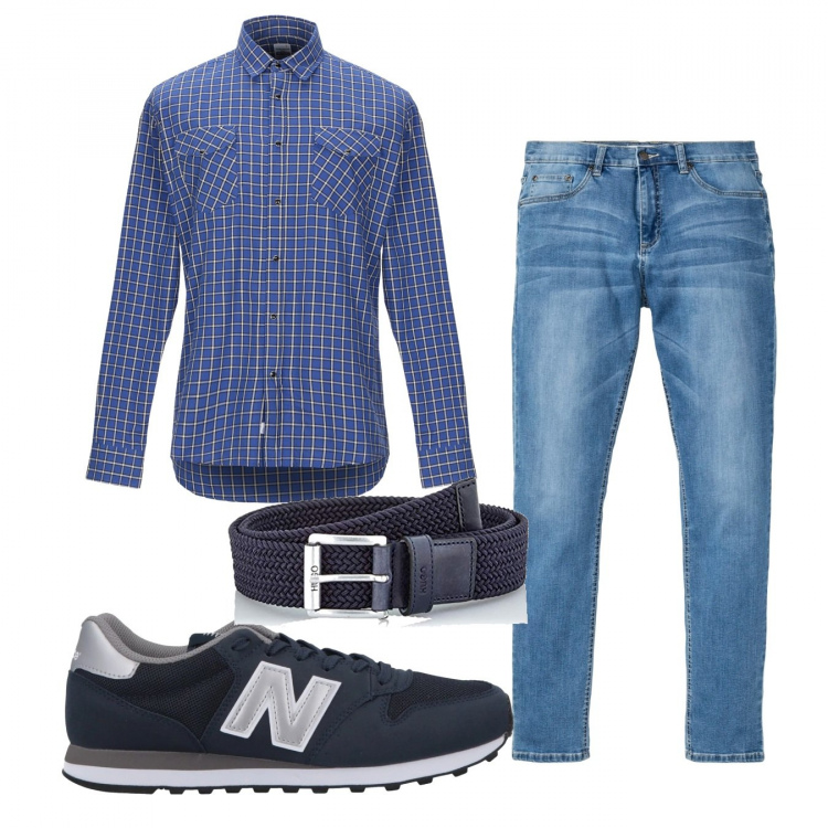 Outfit uomo - Casual #20218. Stile Casual per Tutti i giorni. Abbinamento con jeans, sneakers, camicie, cinture.
