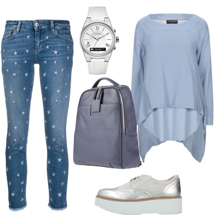 Outfit donna - Basic #37795. Stile Basic per Tutti i giorni. Abbinamento con scarpe stringate, pullovers, zaini, jeans, orologi.