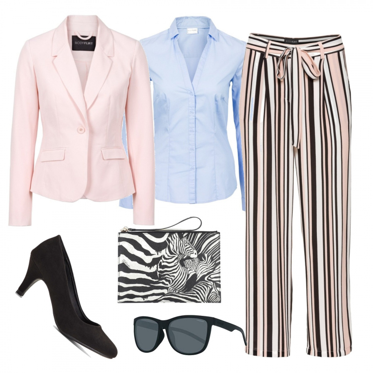 Outfit donna - Pink is Good !♡. Stile Trendy per Tutti i giorni. Abbinamento con camicie, blazer, décolleté, pantaloni capri, pochette, occhiali da sole.
