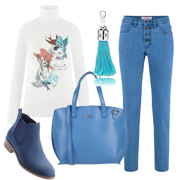 Outfit donna - Basic #37975. Stile Basic per Tutti i giorni. Abbinamento con borse a mano, tute, stivaletti chelsea, maglieria, ciondoli.