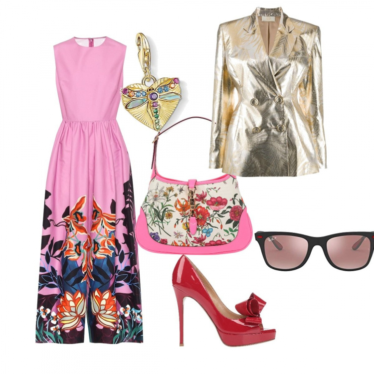 Outfit donna - Brezza di primavera. Stile Chic per Mare. Abbinamento con borse a mano, décolleté, blazer, accessori per capelli, tute, occhiali da sole.