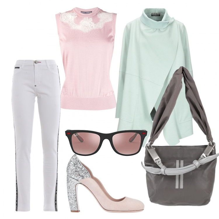 Outfit donna - Chic #36546. Stile Chic per Ufficio. Abbinamento con décolleté, cappotti, borse a mano, canottiere, occhiali da sole, jeans dritti.