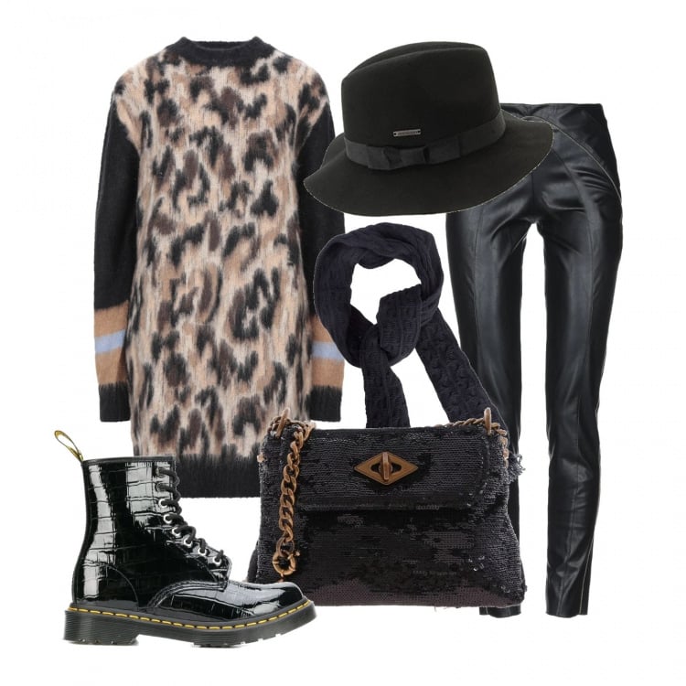 Outfit donna - TREND: Nero & beige. Stile Trendy per Tutti i giorni. Abbinamento con vestiti corti, pantaloni, stivaletti, borse a spalla, cappelli, sciarpe.