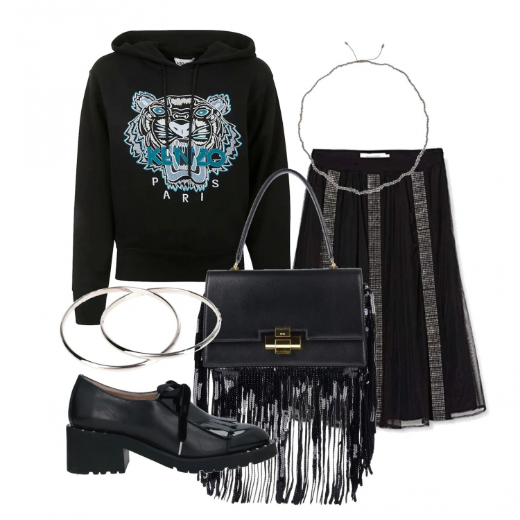 Outfit donna - Bracciali+orecchini. Stile Urban per Tutti i giorni. Abbinamento con mocassini, borse a mano, braccialetti, collane, gonne, felpe con cappuccio.