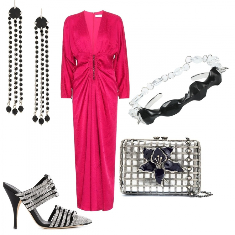 Outfit donna - Chic #36659. Stile Chic per Cerimonia. Abbinamento con braccialetti, décolleté, clutch, orecchini, vestiti lunghi.