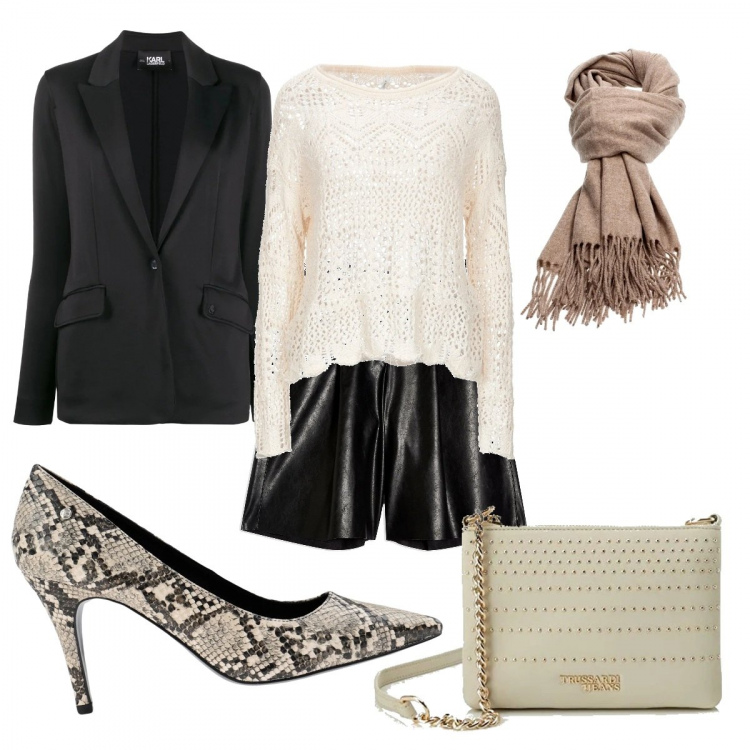 Outfit mujer - Short Chic. Estilo Chic para Todos los días. Combinación con clutch, bufandas, jerséis, salones, bermudas, blazers.
