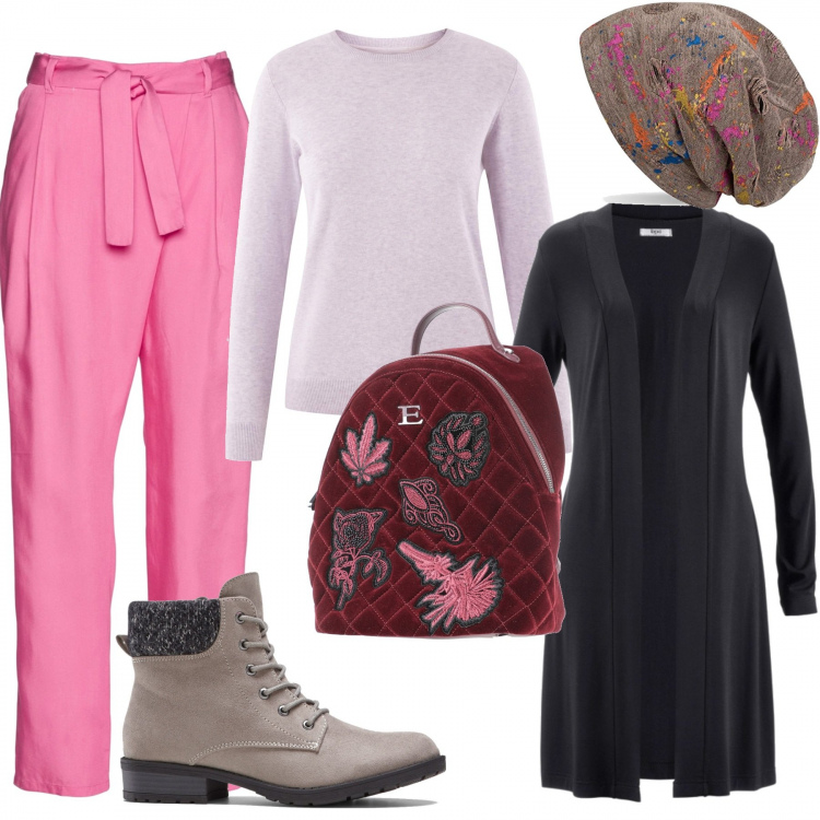 Outfit donna - Urban #25204. Stile Urban per Tutti i giorni. Abbinamento con cardigans, cardigans, stivaletti, zaini, maglieria, berretti.