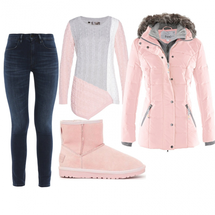 Outfit donna - Basic #38427. Stile Basic per Tutti i giorni. Abbinamento con piumini, maglieria, stivali da neve, jeans skinny.