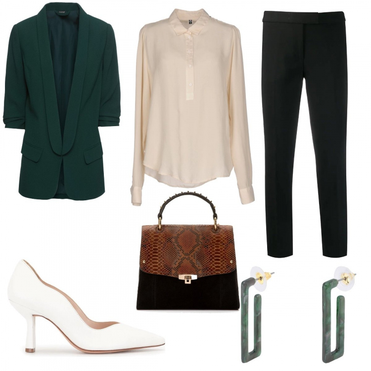 Outfit femme - Wednesday!. Style Basique pour Bureau. look idéal pour Grande. Assortir avec blazers, chemisiers, boucles d'oreilles, pantalon , sacs à main, chaussures à talon.
