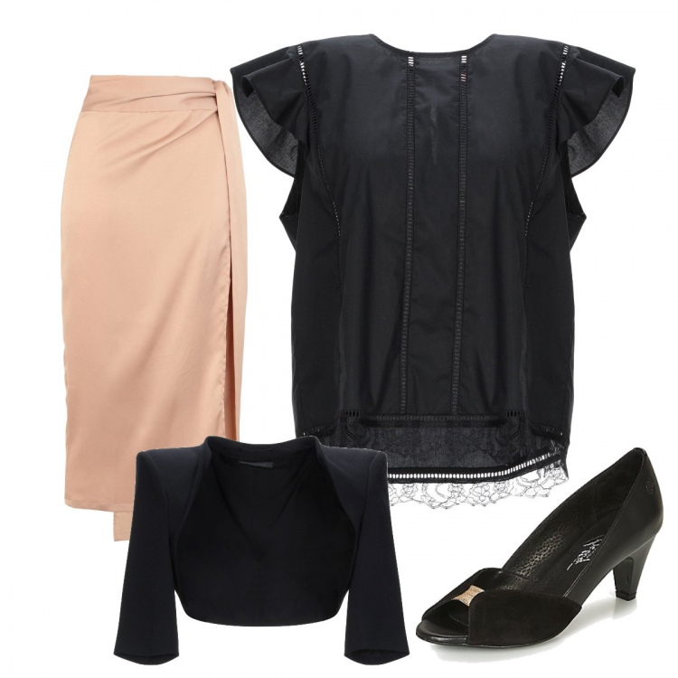 Outfit donna - Chic #37365. Stile Chic per Cerimonia. Abbinamento con décolleté, gonne longuette, bolero, bluse.