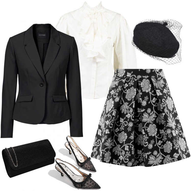 Outfit donna - Cerimonia low cost con tanto di veletta. Stile Chic per Cerimonia. Abbinamento con blazer, camicie, minigonne, décolleté, cappelli, pochette.