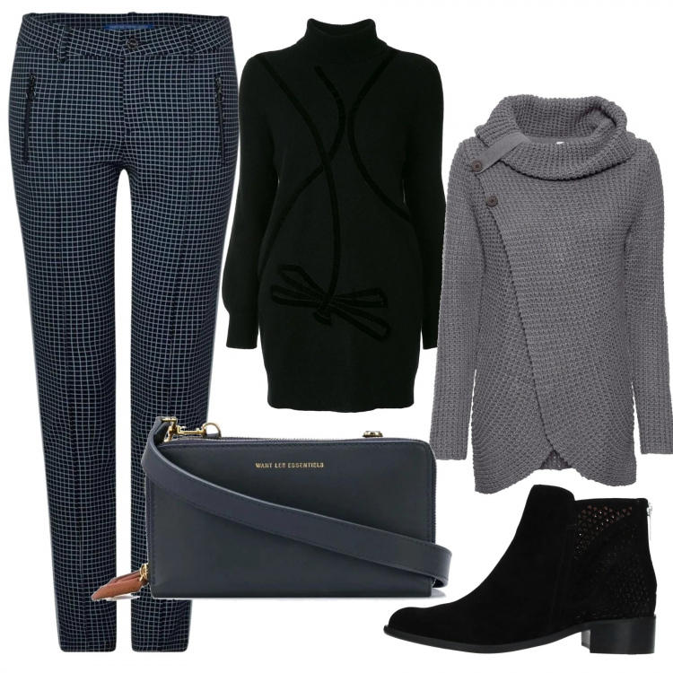 Outfit donna - Trendy #69708. Stile Trendy per Tutti i giorni. Abbinamento con maglieria, stivaletti, maglioni, borse a spalla, pantaloni.
