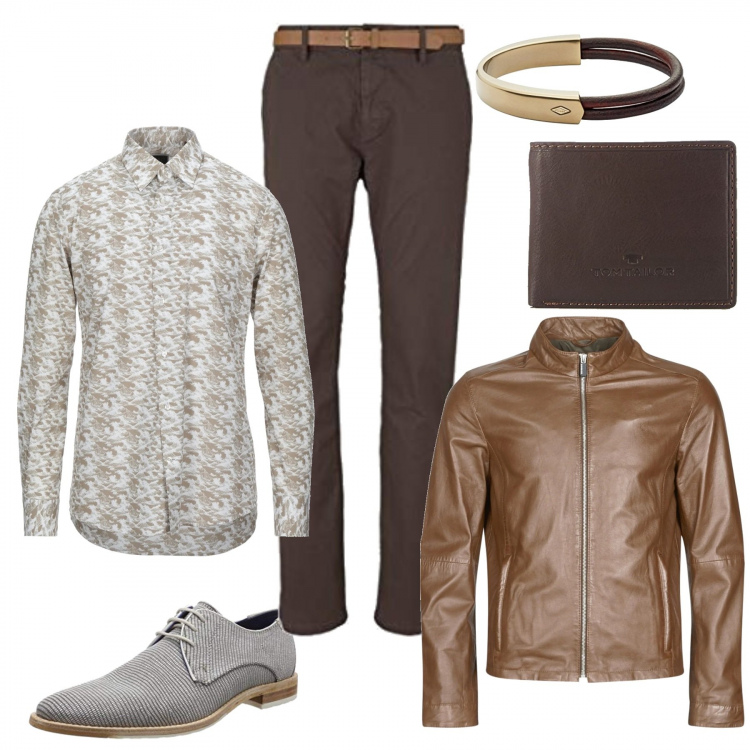 Outfit uomo - Una birra con gli amici.. Stile Casual per Tutti i giorni. Abbinamento con giacche, camicie, braccialetti, scarpe stringate, portafogli, pantaloni.