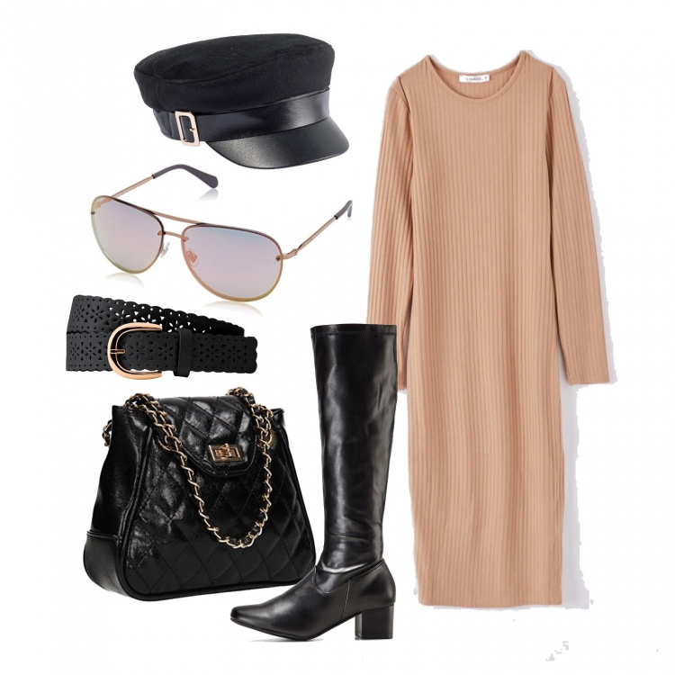 Outfit donna - Semplice e .... così..... Stile Urban per Tutti i giorni. Abbinamento con stivali, berretti, cinture, vestiti midi/longuette, pochette, occhiali da sole.