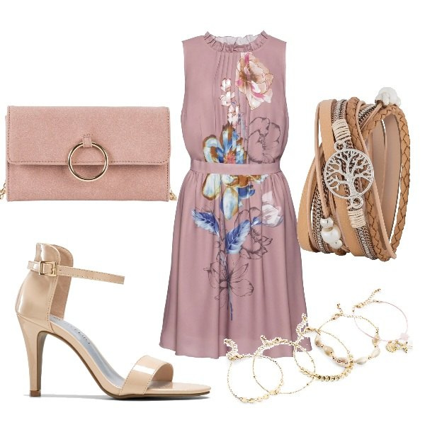Outfit donna - Il matrimonio della mia amica. Stile Chic per Cerimonia. Abbinamento con braccialetti, cappotti, vestiti, sandali col tacco, braccialetti.
