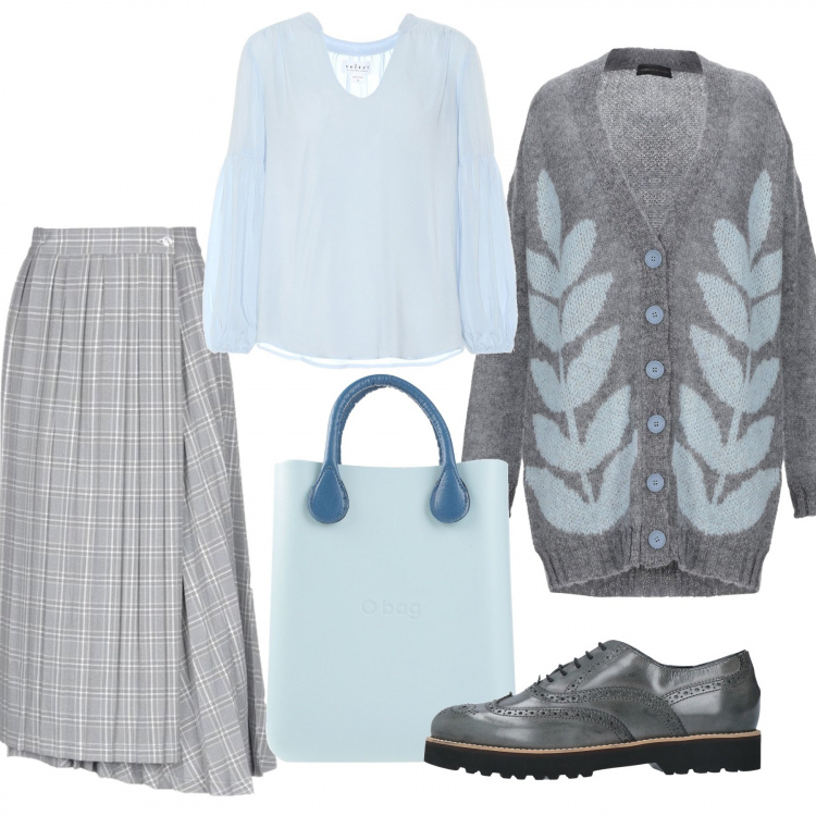 Outfit donna - Bon Ton #29340. Stile Bon Ton per Tutti i giorni. Abbinamento con gonne longuette, scarpe stringate, borse a mano, cardigans, bluse.